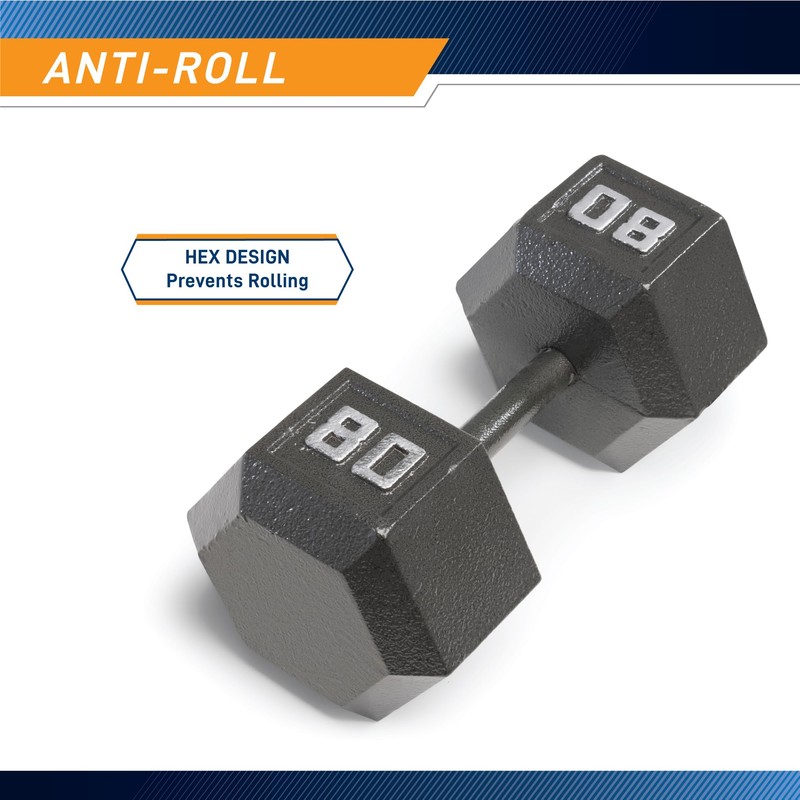 Marcy 80lb Cast Iron Hex Dumbbell, Single, IV-2080