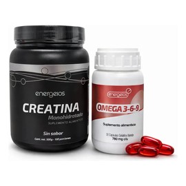 Pack Creatina y Omega 3 6 9 Energeios en Cápsulas y Polvo Sin Sabor