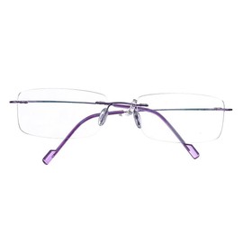 Rongchy Super Light Titanium Shortsighted Myopia Work Glasses -0.50 to -6.00 Strengths Men Women Fashion Rimless Myopia Glasses, purple