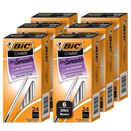 BIC Cristal Xtra Smooth Black Ballpoint Pens, Medium Point (1.0mm), 144-Count Bundle, Extra Smooth and Reliable Ballpoint Pens