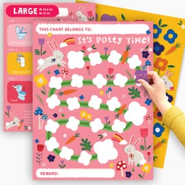 Bunny Potty Training Chart for Toddler Girls Boys x10 pcs - Potty Training Sticker Chart for Girls - Sticker Chart for Kids Potty Training - Routine Calendar Train to Poop by Central 23