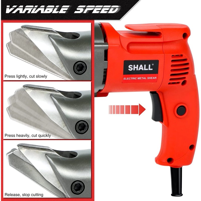SHALL Electric Metal Cutting Shear, Corded Sheet Metal Cutter, Variable