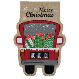 Christmas Delivery Burlap Garden Flag Pickup Truck 12.5" x 18" Briarwood Lane