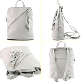 modamoda de T161 Women's Leather Backpack Handbag Handmade in Italy, Dark Grey2021