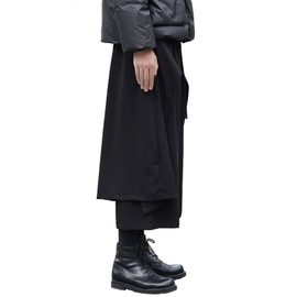 AITFINEISM Men's Casual Skirt Pants Loose Wide Leg Harem Pant Japanese Harajuku Kimono Trousers (XX-Large, Black 6)