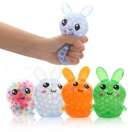 BANERLE 4 Pack Squishy Easter Bunny Stress Balls Toys for Adults, Stress Relief Fidget Balls to Relax, Easter Party Favor Gifts, Easter Basket Stuffers