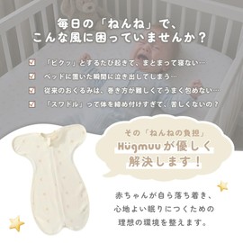 Hugmuu Swaddle Cotton Swaddle, Partial Mesh, Newborn, Moro Reflective, Sleeping, Crying at Night, Double Zipper (Bear, S)