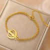 Khanda Symbol Bracelet for Women Stainless Steel Sikhism Pendant Adjustable