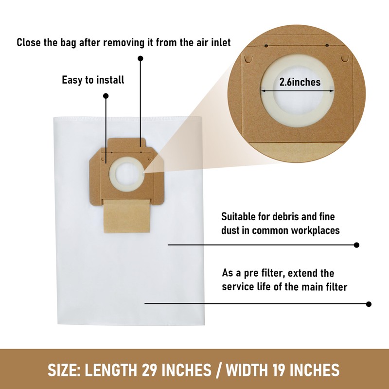 W107418353 Fleece Filter Bag for Makita Wet/Dry Dust Extractor/Vacuum model