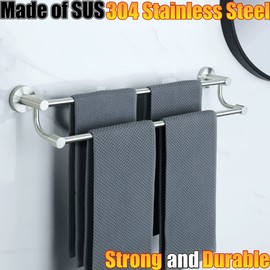 Alise Double Towel Bars Towel Holder Towel Hanger for Bathroom Wall Mount,24 Inch Towel Rail SUS304 Stainless Steel Towel Rack,Brushed Nickel,GOY4600-LS