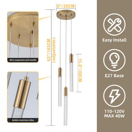 Modern Crystal Kitchen Island Light 3-Lights Pendant Lights Bubble Pendant Lighting Mini Ceiling Hanging Lights for Dining Room Bedroom