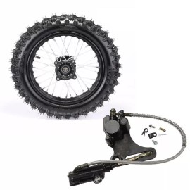 Unbranded 12inch 80/100-12 Rear Wheel Rim Tire+Brake Caliper Dirt Pit Bike SSR 110cc 125cc