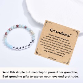 FIEEFX Grandma Bracelet Gifts for Grandma from Granddaughter Grandson, Mother's Day Valentines Christmas Birthday Gifts Stocking Stuffers for Women Adults