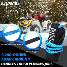IUVWISN 64in Plow Strap for ATV UTV Winch, Heavy Duty Snow Plow Lift Strap for Standard or Wide Winches, 3200lb High Tensile Strength