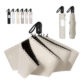 CICIBELLA Parasol, UV Protection, 100% Light Blocking, Folding Umbrella, One-Touch Automatic Open/Close, For Both Sunny and Rainy Weather, Lightweight, Durable, Fully Blackout, Folding Umbrella,
