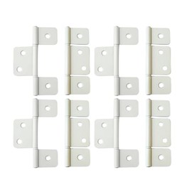 QCAA Flag Three Leaf 3-1/2" Bifold Shutter Hinge for Non-Mortise Cabinet Hardware, White, Made in Taiwan, 8 Pack
