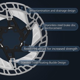 BUCKLOS 160mm Floating Bike Disc Brake Rotor with Heat Dissipation Fins-Bicycle Stainless Steel Aluminum Alloy Road Bike MTB Mountain Bike Disc Brakes Rotors for E-bike BMX(Black)