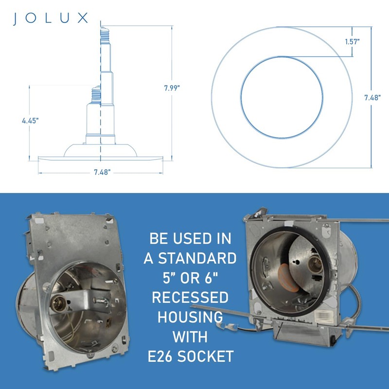 Jolux 4-Pack 5/6" LED Can Lights Retrofit Recessed Lighting,12W=60W,5000K Daylight,800