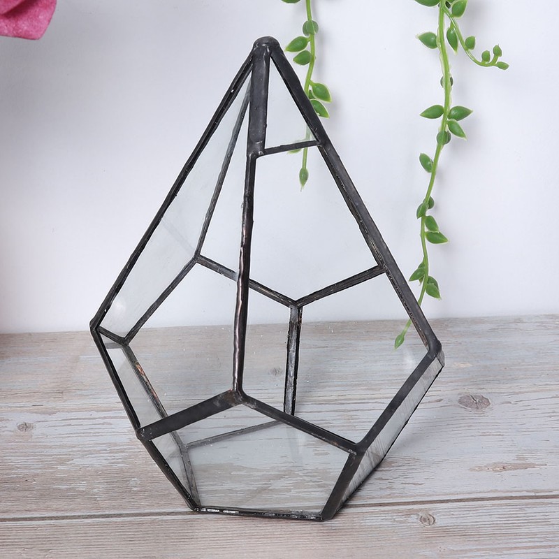 Stylish Geometric Shape Flowerpot Glass Plant Planter Succulent Plants Container