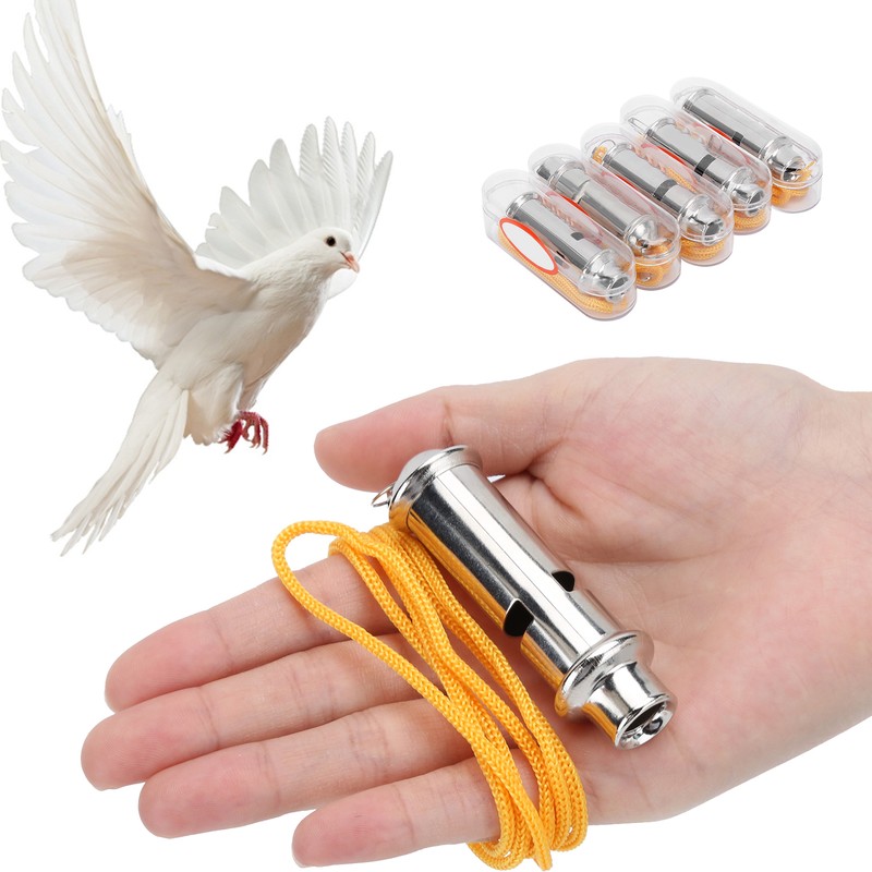 Stainless Steel Ultrasonic Pigeon Whistle with Lanyard for Dog Bird