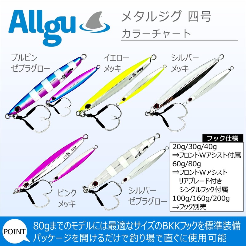 Allgu Metal Jig No. 4 Yongo 160g Silver Plated Jigging