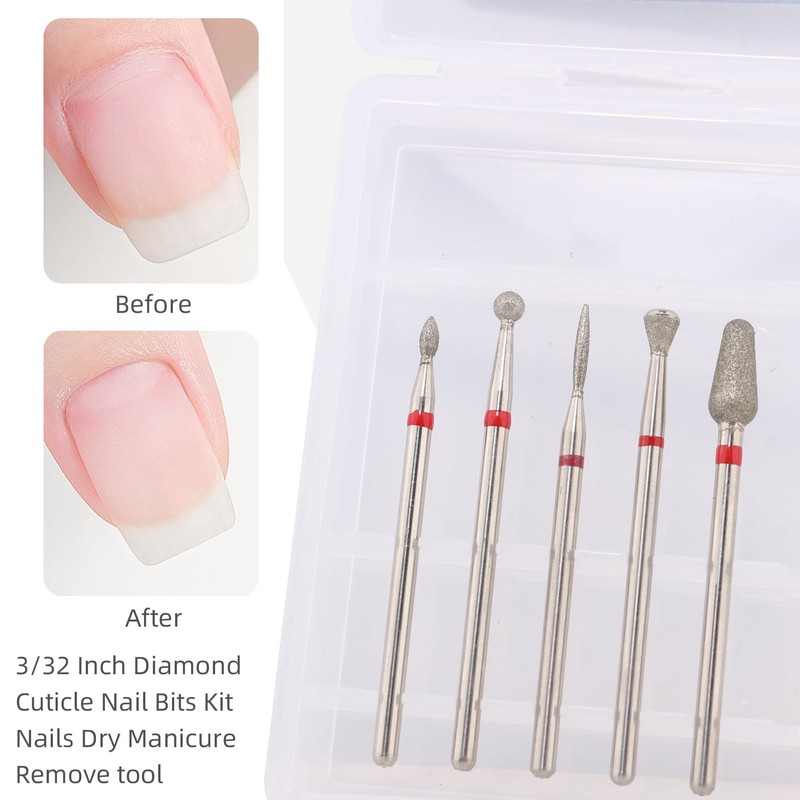 5Pcs Diamond Nail Drill Bits sets (RED (Fine) B03 set)