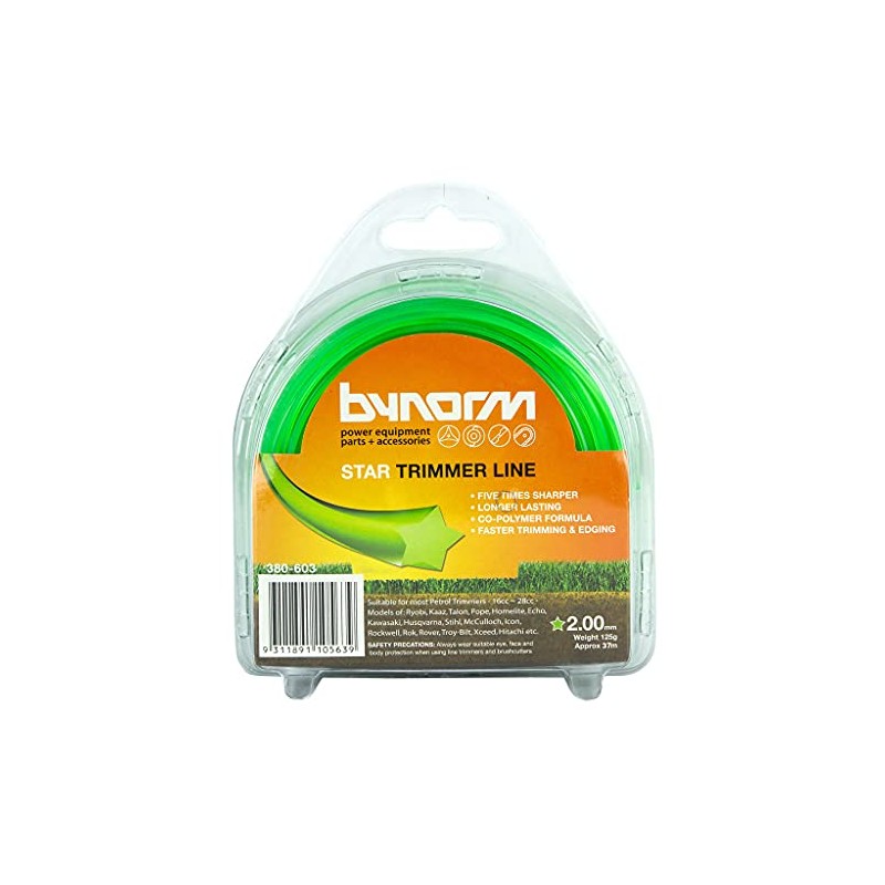 Bynorm 380-603 Star Trimmer Line, 2.0 mm Size, Green