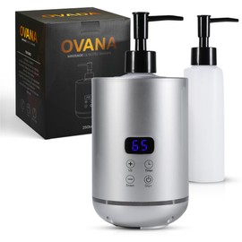 Massage Oil Warmer, 250 ml Plastic Bottle (2x), Fast Heating Technology (20 Minutes Heating), Massage Oil and Essential Oils, Temperature (30-65 Degrees), Massage Wellness, Stylish Warmer (Silver)