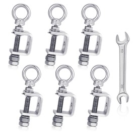 6-Pack Small C Clamps – 304 Stainless Steel Beam Clamps with M8 Screw Ring | Adjustable, Rust-Resistant I Beam Clamps for Ring Beams, Welding, Woodworking, Plants & Desk Use. Wide Jaw Openings (30MM)