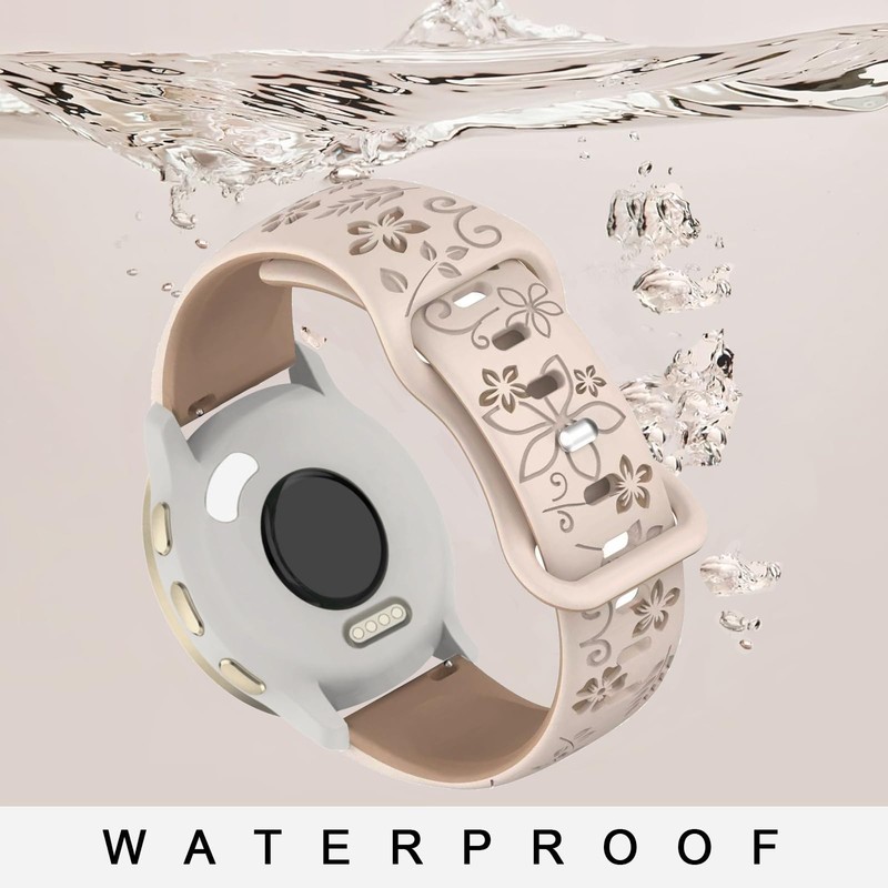 TUCOMO Correa de reloj de silicona grabada floral compatible con