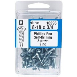 Midwest Fastener 10296#8 x 3/4" Phillips Pan Head Self-Drilling Screws Zinc Plated - 90 per Package