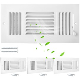 Wesiti 4 Pcs 10 x 4 Inch Ceiling Vent Covers for Home Ceiling Sidewall and Ceiling Vent Register 3 Way Vents for Sidewall Solid Steel Manual Adjuster Air Home Bathroom Toilet Office (White)