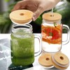 Bamboo Lids for Glass Cup, Mason Jar Lids with Straw