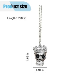Bling Skull Car Mirror Hanging Accessories, Crystal Diamond Car Interior Ornament Pendant for Women, Lucky Rear View Mirror Charm for Auto Decoration Present