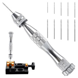 Präziser Handbohrer für Harzformen, 12 cm, silbrig Schraubstock, 10 pcs Stahlbohrer (0,8–3 mm), Ideal zum Bohren von Löchern in Harz, Epoxy, Holz, Perfekt für Schmuckherstellung, Basteln