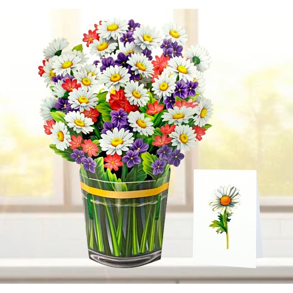 CUTPOPUP Daisy Multi, carte d'anniversaire pop-up, carte de vœux 3D en papier avec fleurs (Bouquet de marguerites) 83SM.FR1520