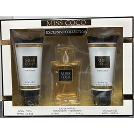 FRAGRANCE COUTURE MISS COCO FOR WOMEN 3PC GIFT SET(3.4 OZ EDP/S+BL+SG)