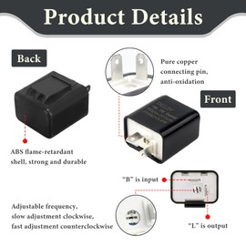 Pack of 2 2 Pin Flashing Relays, 12 V LED Indicator Relay, Indicator Relay, Flashing Frequency Control Relay for Motorcycle, Adjustable Flashing Speed, High-Quality Display, Compatible with Most Vehicles