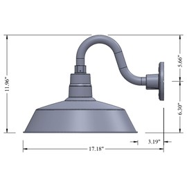 14in. White Outdoor Gooseneck Barn Light Fixture with 10in. Long Extension Arm - Wall Sconce Farmhouse, Vintage, Antique Style - UL Listed - 9W 900lm A19 LED Bulb (5000K Cool White)