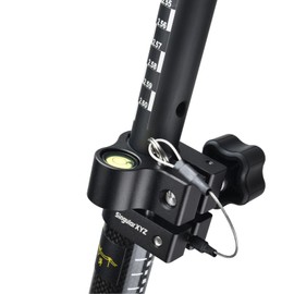 SingularXYZ Carbon Fiber Prism Pole, GPS Survey Pole - Telescopic 8.5’/2.6m with Quick-Release Clamp, 10 Position Snap Lock, Metric-Feet Dual Scales, Bubble Level for RTK GNSS, Land Surveying