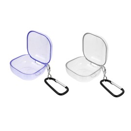 jojofuny 2pcs Earphone Case Sleeve TPU Protective Cover for Buds Anti- Compact Key Chain Clip Transparent Colors