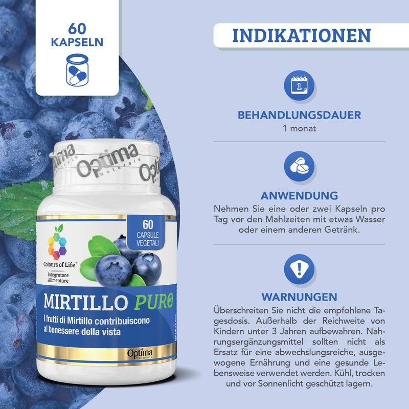 Bilberry Pure - Dietary Supplement with Blueberry Extract, Titrated in