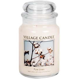 Village Candle Pure Linen 26 oz Glass Jar Scented Candle, Large