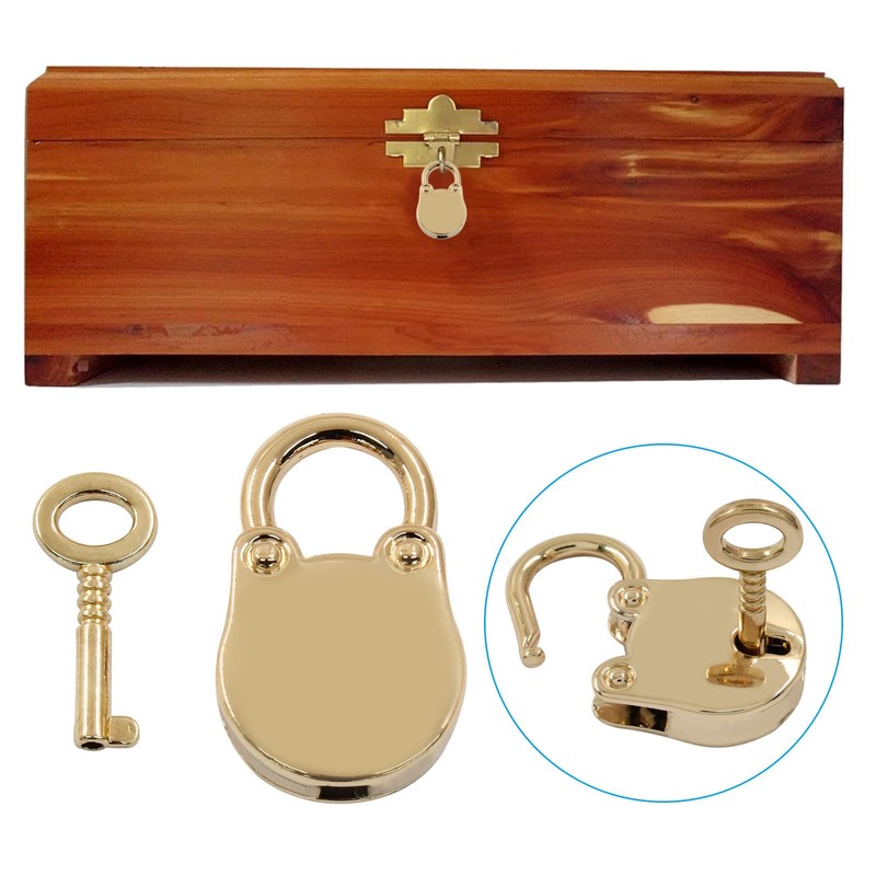 Waziaqoc Mini Bear Head Shaped Padlock, Retro Gold Vintage Style