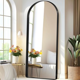GlasFlength Full Length Mirror, 71"x31" Aluminum Alloy Frame Arched Floor Mirror, Deep Frame Shatter-Proof Glass Body Mirror-Leaning Against Wall or Wall-Mounted for Bedroom Living Room Dressing Room