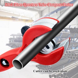 Dayinkes Ratcheting Tubing Cutter, Tubing Cutter 5/16" To 1 1/8", 2 in 1 Close Quarters Tubing Cutter, Copper Pipe Cutter for Cutting PVC, Ratcheting Tubing Cutter Blade, Red