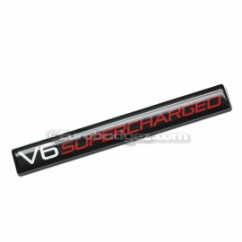 EUROBADGEZ 1 - BRAND NEW Embossed Aluminum V6 SUPERCHARGED Badge Emblem Black Red