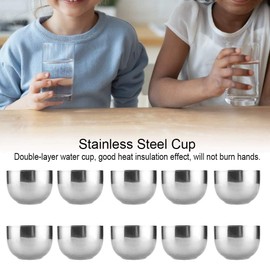 Jwthee Set Of 10 Insulated Coffee Mugs,200ml/6oz Stainless Steel Double Wall Drinking Cups,Stackable Metal Cup Double Wall Vacuum Drinking Cups,Reusable Silver Camping Mugs For Home Camp