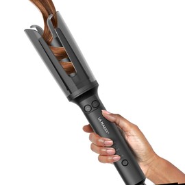 LA MAESII Automatic Rotating Curling Iron, Hair Curler with 3 Temps Fast Heating, 2-Way Rotating 1 Inch Curling Wand, Ceramic Coating, Ionic, Anti-Scald, Anti-Tangle, Dual Voltage Auto Shut-Off (Gray)