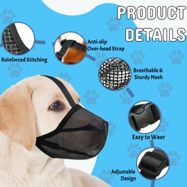 Dog Muzzle, Soft Mesh No Barking Pet Muzzles for Small Medium Large Sized Dogs, Breathable Drinkable Dog Mouth Guard Adjustable Puppy Muzzle to Prevent Barking, Biting, and Accidental Ingestion (S)